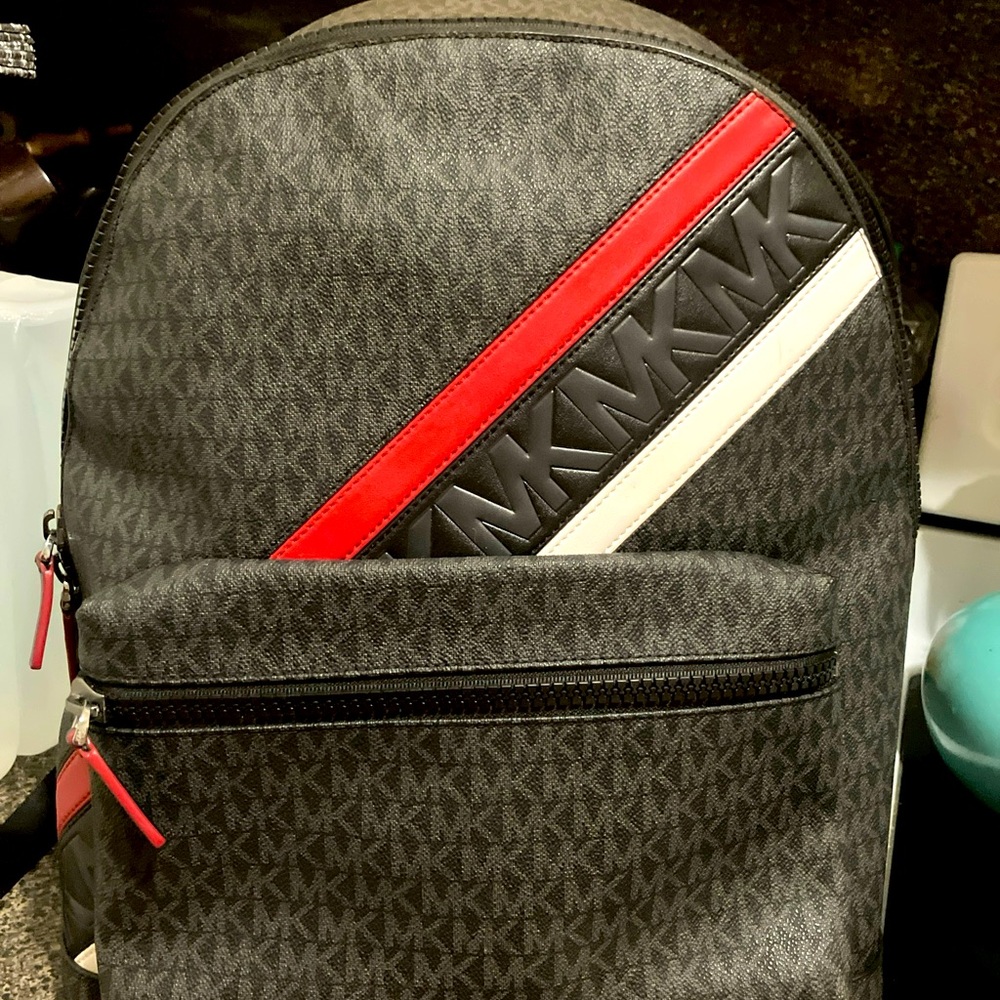 Micheal Kors Copper Logo Stripe Backpack